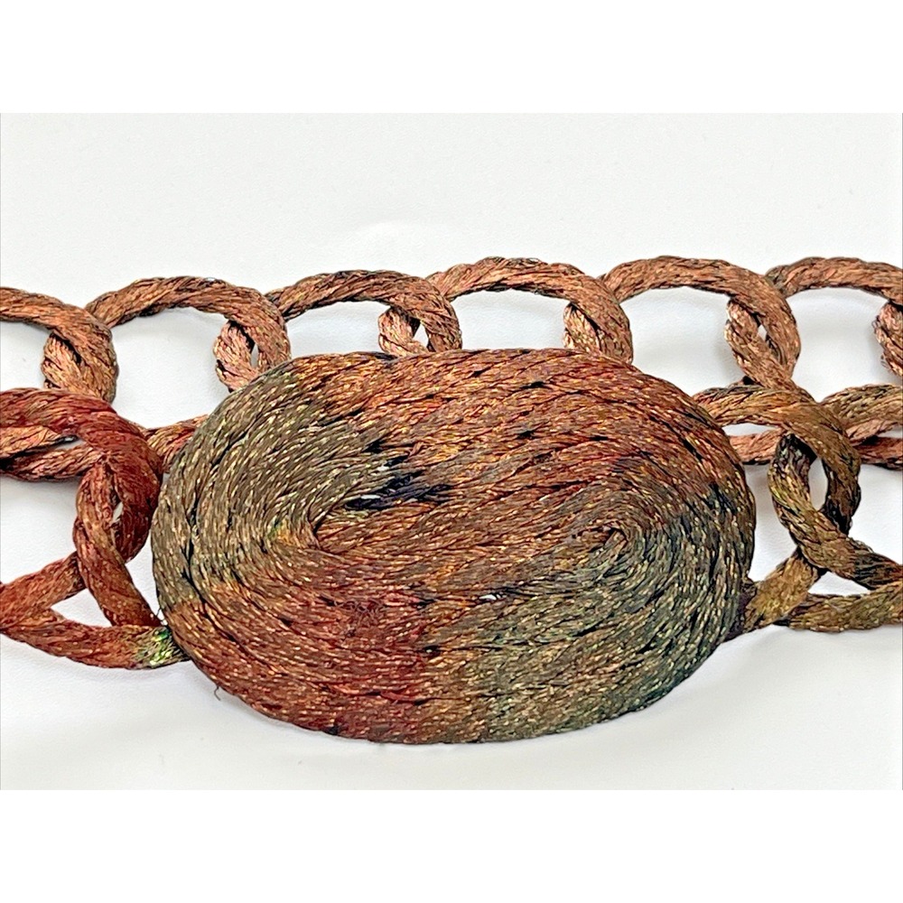 Copper Wire Braided Woven Belt Metallic Womens XS Small 31" Total Boho Vintage